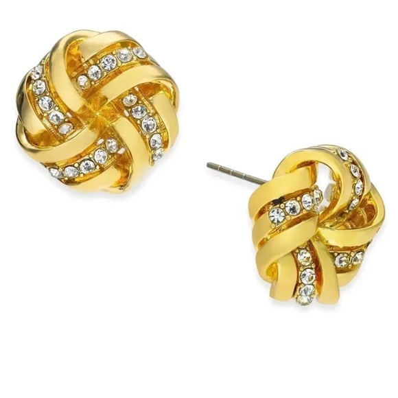 Twist Gold Crystal Earrings - Picture 1 of 1
